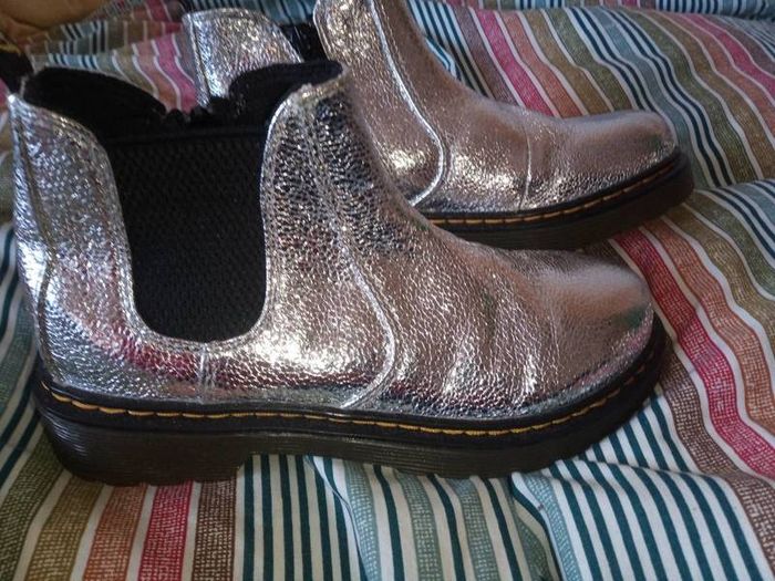 Dr Martens Silver 2976 Junior Leather Chelsea Boots , Size Eu 33, Uk 1