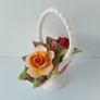 Vintage Old Country Roses Royal Albert Basket Flowers Pink Wine Yellow Rose Bone China Made England 1960s Image 9