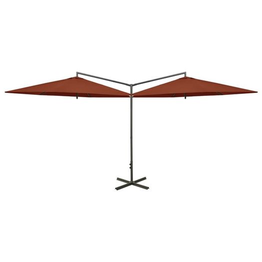 Double Parasol with Steel Pole Terracotta 600 cm