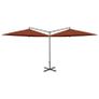 Double Parasol with Steel Pole Terracotta 600 cm Image 2