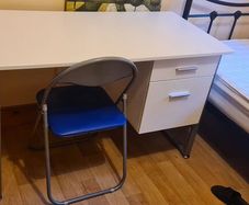 Heavy table with foldable IKEA chair