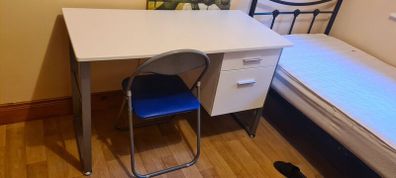 Heavy table with foldable IKEA chair