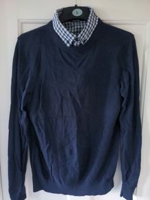 Men's jumper and fake shirt underneath