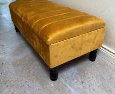 Velvet Gold Ottoman Seat Storage