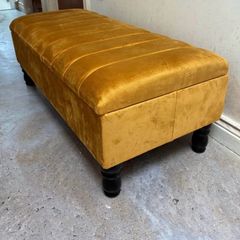 Velvet Gold Ottoman Seat Storage
