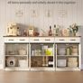 Vintage Large Sideboard Buffet Cabinet with 3 Drawers, 6 Doors Image 3