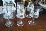 6 vintage small sherry/port glasses
