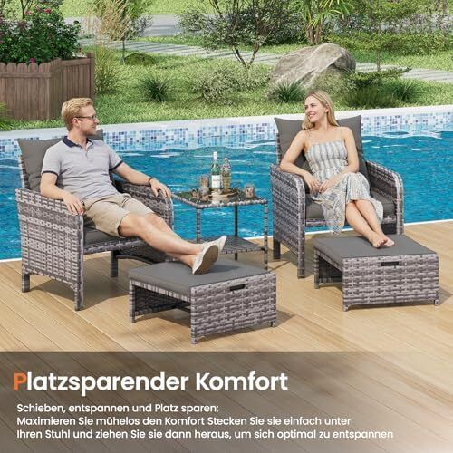 5-Piece Rattan Garden Furniture Set Weatherproof