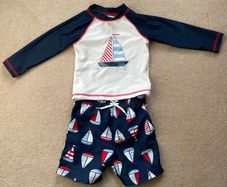 Little me rash guard swim vest and trunks age 18 months