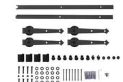 8FT Double Door Splicing Carbon Steel Barn Door Rollers Hanging Rail Kit
