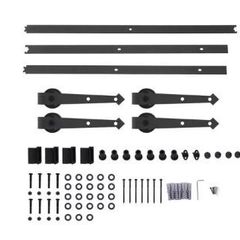 8FT Double Door Splicing Carbon Steel Barn Door Rollers Hanging Rail Kit