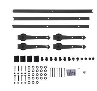 8FT Double Door Splicing Carbon Steel Barn Door Rollers Hanging Rail Kit