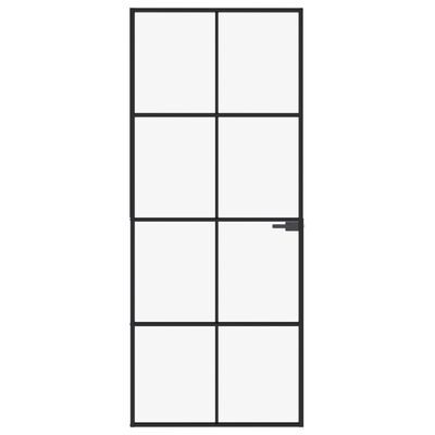 Interior Door Black 83x201.5 cm Tempered Glass&Aluminium