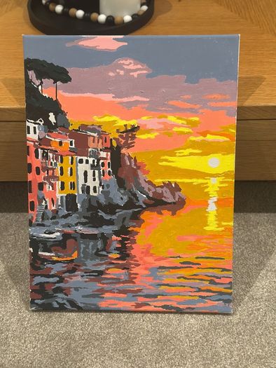 Handmade Original Painting - Cinque Terre Sunset - Acrylic on Canvas