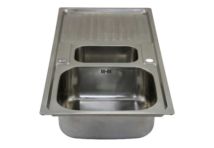 Stainless Steel Kitchen Sink Basin & Victoria Tap, Reversible, 105cm x 18cm x 50cm