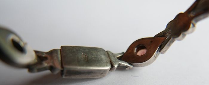 Vintage Natural Garnet and Sterling Silver 925 Bracelet, hallmarked Bracelet. length 7,5" - 26,1g