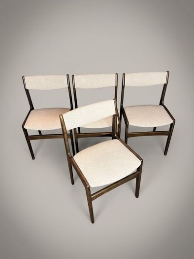 Set of 4 Mid-Century Danish Stained Oak Dining Chairs attributed to Erik Buch.