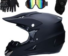 Motorcross Helmet Matt Black,Full Face Off Road Crash Helmet with D.O.T Certified MX ATV BMX Racing Protective Gear Gift Goggle Glove Mask,A,S(52x53cm)