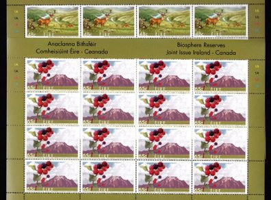 2005 Ireland Biosphere Reserves Commemorative Stamps Sheetlet Plate 1A1A1A1A Mint Never Hinged (MNH)