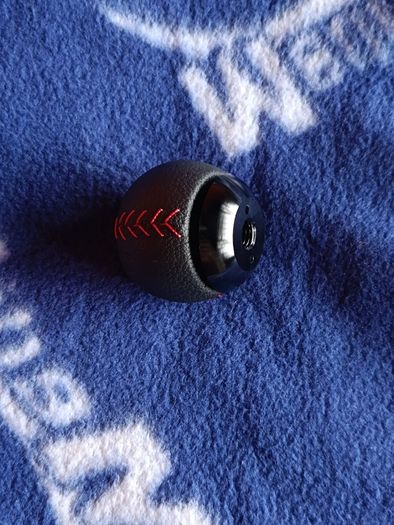 Genuine MUGEN Leather Shift Knob  5-Speed (5MT)  Black with Red Stitching