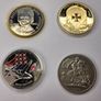 UK Coins  one crown , 5 SHILLING, 5 POUNDS and gold plated medal Image 3