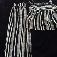 Girls 2 Piece/Stripe Square Neck Trouser Co-ordinate