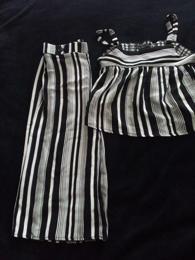 Girls 2 Piece/Stripe Square Neck Trouser Co-ordinate