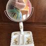 Vintage yellow rose pattern ceramic cottagecore shaving/ beauty mirror Image 3