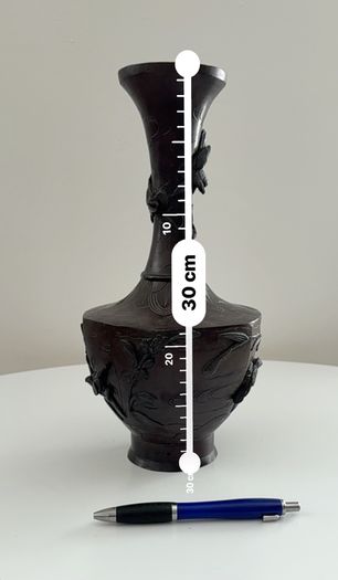 Antique Japanese Meiji Period Bronze Vase (High Relief Birds & Blossoms)  c.1890 to 1910
