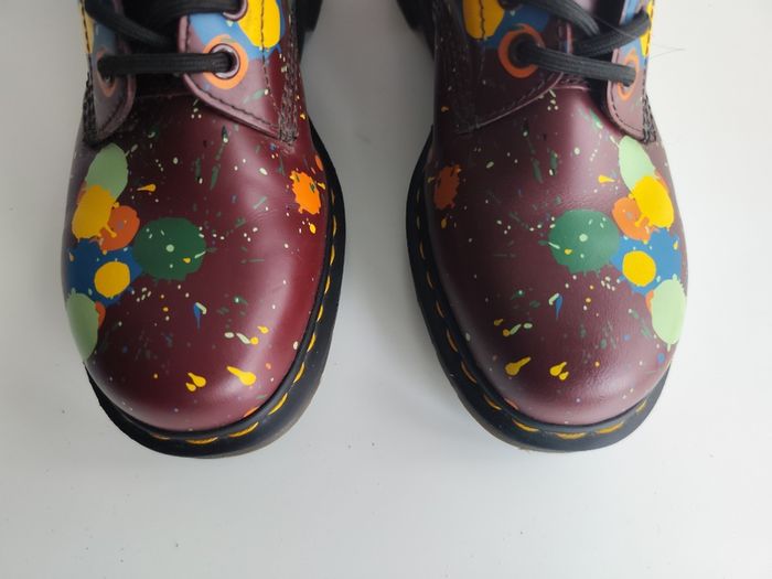 Dr Martens 1460 Pascal splash paint splatter 8 hole red boots UK6.5 EU40 US8.5