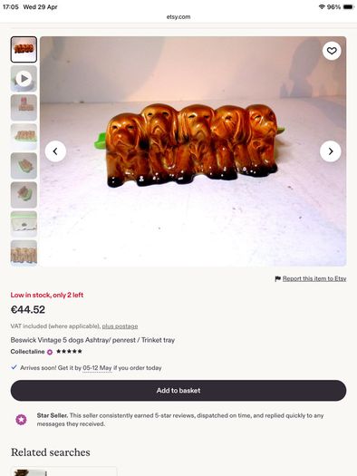 Beswick tray with 5 dogs