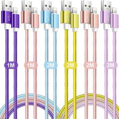 Charger Cable, Lightning Cable 6Pack [1M/2M/3M] Apple MFi Certified iPhone Cable Braided Long iPhone Charger USB Fast Charging Lead for iPhone 14 13 12 11 Pro Max Xr X 8 7 6 Plus iPad and More (FREE POSTAGE)