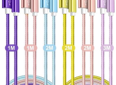 Charger Cable, Lightning Cable 6Pack [1M/2M/3M] Apple MFi Certified iPhone Cable Braided Long iPhone Charger USB Fast Charging Lead for iPhone 14 13 12 11 Pro Max Xr X 8 7 6 Plus iPad and More (FREE POSTAGE)