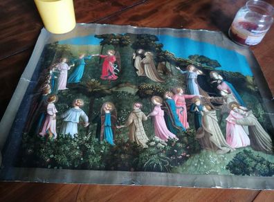 Antique Catholic Print:The Dance of The Angels Chromograph
