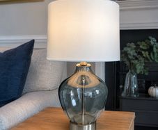 Silver Table Lamp with Wide Shade