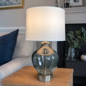 Silver Table Lamp with Wide Shade