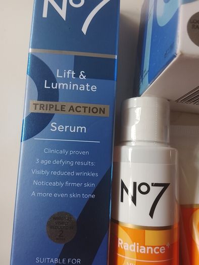 no 7 lift and luminate serum,day cream,serum foundation and radiance cleanser and toner