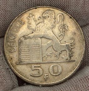 Belgium Dutch 1949 Silver 50 Francs Coin