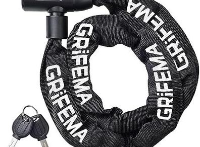 Bike Locks High Security with 2 Keys, Bike Chain Lock Heavy Duty, 120cm Bicycle/Cycling Locks for Bike Cycle, Moto, Door, Gate Fence, Black/White