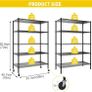 Heavy Duty Garage Shelving Unit - 182.9x91.3x45.7 cm - Adjustable Wire Shelving Unit Storage Shelves with Wheels, 5 Tier, Black Image 2