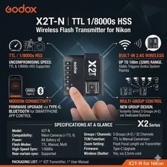 Godox X2T-N TTL 1/8000s HSS Wireless Flash Trigger for Nikon