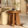 Set of 2 Round Solid Wood Side Tables, 50 cm, Rustic Walnut Finish, Sturdy Wooden Bedside Tables for Living Room & Bedroom Image 5