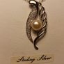 Sterling Silver Pearl & Zircon Solid Drop Pendant Image 9