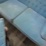 Blue velvet Dutch buttoned sofa immaculate condition Image 4