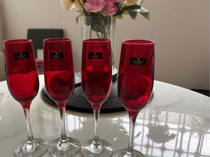 Killarney Crystal champagne flutes x4
