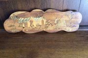 Vintage Indian Wooden inlaid marquetry wall art plaque