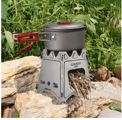 BRAND NEW Compact Folding Titanium Wood Stove with Mini Alcohol Stove for Outdoor Camping Cooking Picnic Portable camping burner