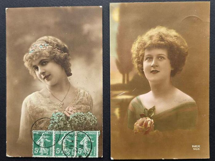 Antique Women Portrait Postcards Early 1900s