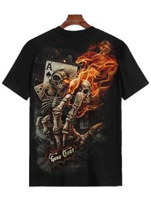 Flame and Ace of Spades Pattern T-Shirt