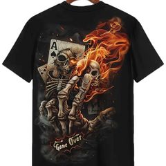 Flame and Ace of Spades Pattern T-Shirt